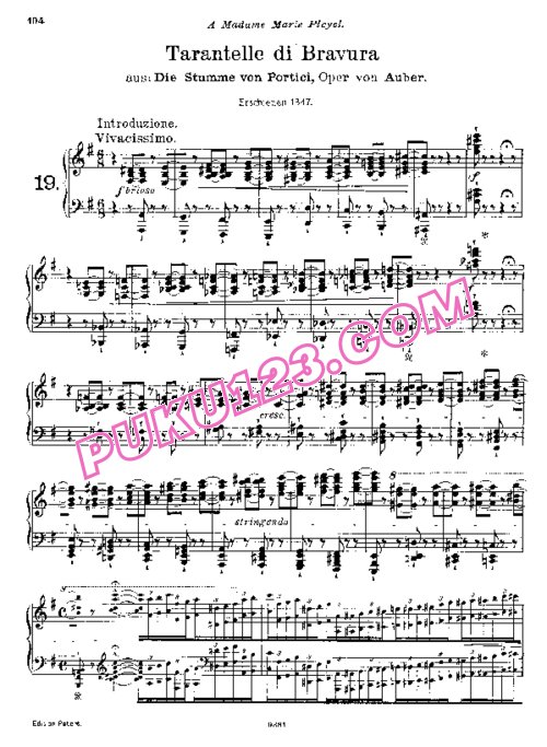 天天钢琴网-免费下载Liszt - Auber - Tarantelle De Bravour De La Muette De Portici S.386