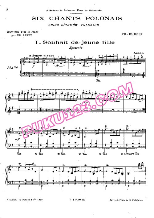 天天钢琴网-免费下载Liszt - Chopin -  6 Chants Polonais S.480