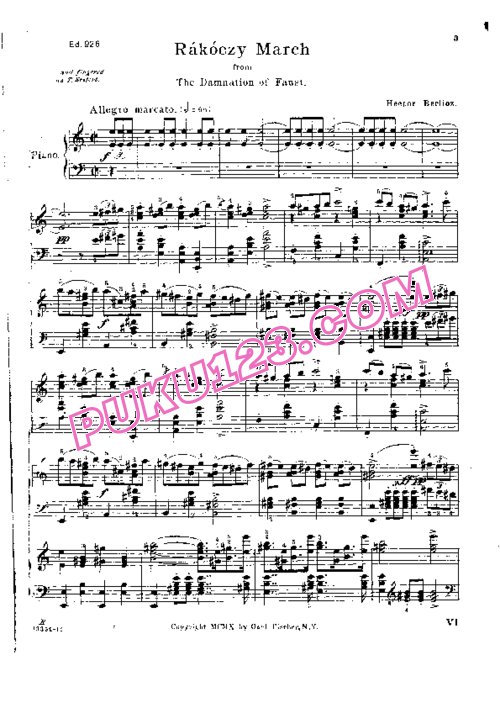 天天钢琴网-免费下载Berlioz - Rakoczy March 简易钢琴独奏版