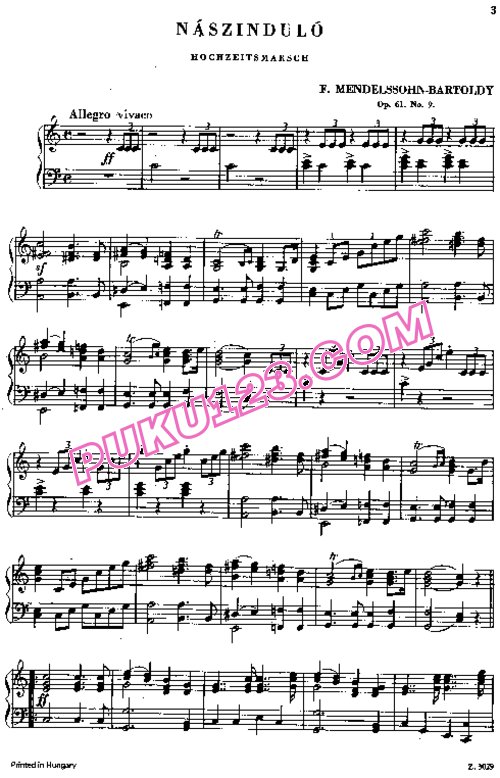 天天钢琴网-免费下载Mendelssohn - Wedding March Op.61-9 钢琴独奏版