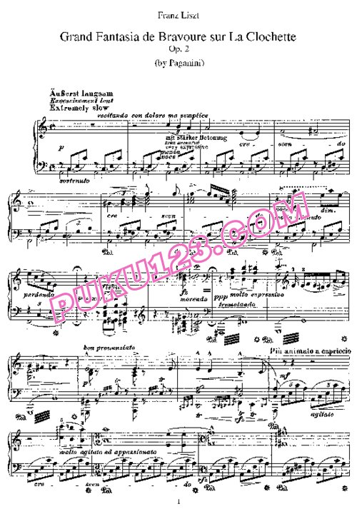 天天钢琴网-免费下载Liszt - Grand Fantasia sur La Clochette S.420
