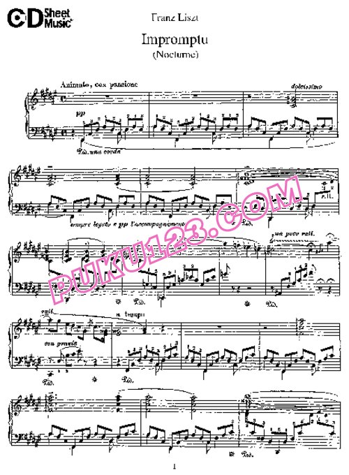 天天钢琴网-免费下载Liszt - Impromptu in F-sharp Major, Nocturne S.191