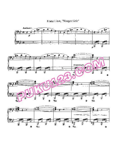 天天钢琴网-免费下载Liszt - Nuages Gris S.199