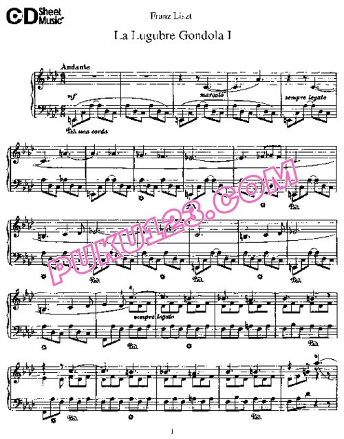 天天钢琴网-免费下载Liszt - La Lugubre Gondola S.200