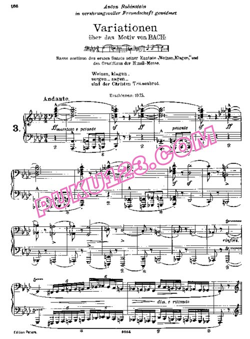 天天钢琴网-免费下载Liszt - Variationen über das Motiv von Bach from Cantata BWV 12 S.180