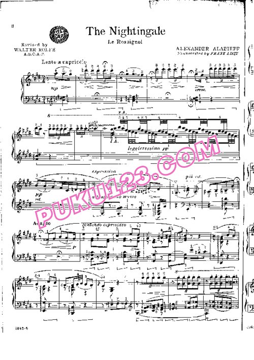 天天钢琴网-免费下载Liszt - The Nightingale
