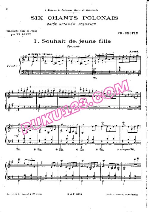 天天钢琴网-免费下载Liszt - Chopin - 6 Chants Polonais S.480