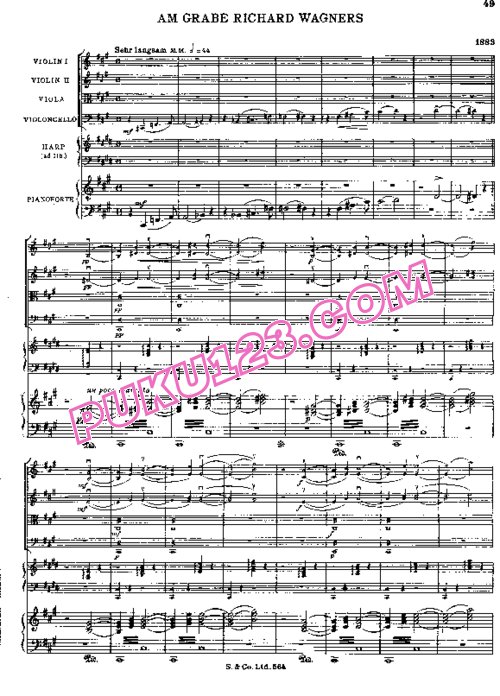 天天钢琴网-免费下载Liszt - Am Grabe Richard Wagners S.202 附 S.135 总谱