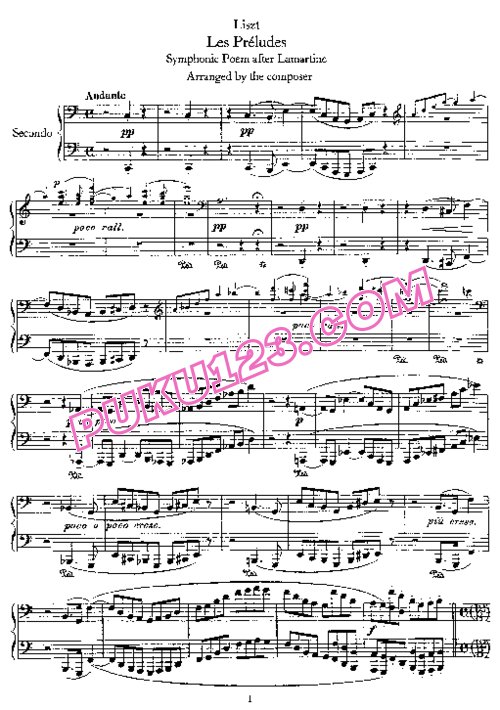 天天钢琴网-免费下载Liszt - Symphonic Poem No.3, Les Preludes S.591 - 4 Hands 四手联弹版 S.591