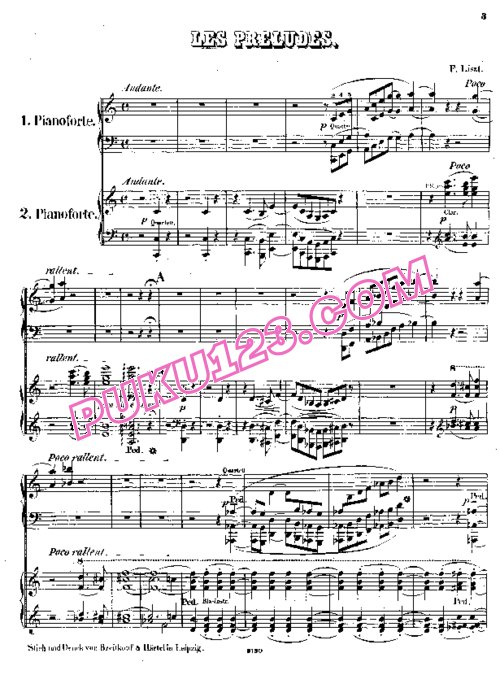 天天钢琴网-免费下载Liszt - Symphonic Poem No.3, Les Preludes S.637 - 2 Pianos 双钢琴版 S.638