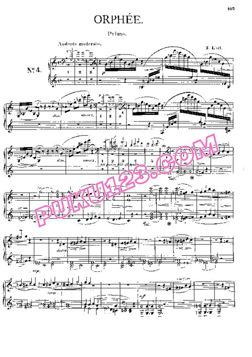 天天钢琴网-免费下载Liszt - Symphonic Poem No.4, Orpheus S.592 - 4 Hands 四手联弹版 S.592