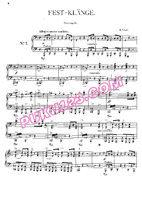天天钢琴网-免费下载Liszt - Symphonic Poem No.7, Festklange S.595 - 4 Hand 四手联弹版 S.595