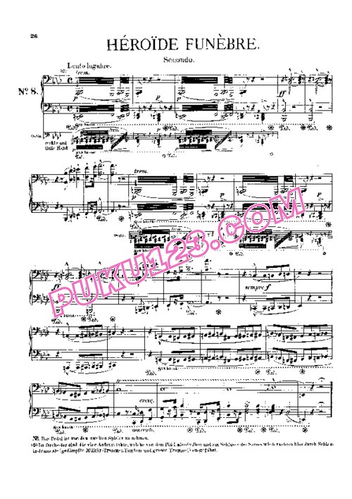天天钢琴网-免费下载Liszt - Symphonic Poem No.8, Heroide Funebre S.596a - 4 Hands 四手联弹版 S.596a