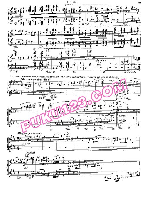 天天钢琴网-免费下载Liszt - Symphonic Poem No.10, Hamlet S.597 - 4 Hands 四手联弹版 S.597