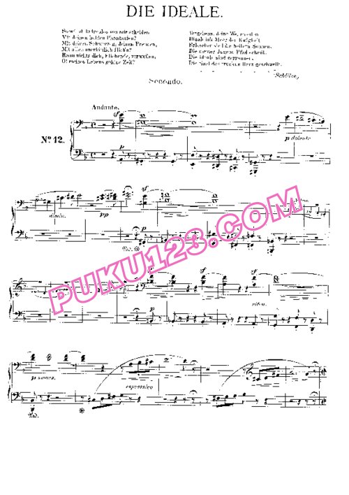 天天钢琴网-免费下载Liszt - Symphonic Poem No.12, Die Ideale S.596c - 4 Hands 四手联弹版