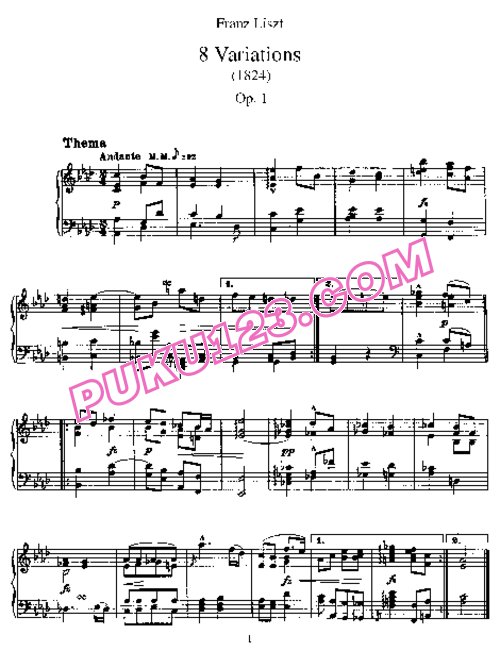天天钢琴网-免费下载Liszt - Huit Variations S.148