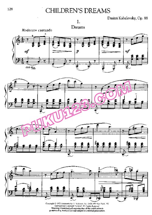 天天钢琴网-免费下载Kabalevsky - Children s Dreams Op.88