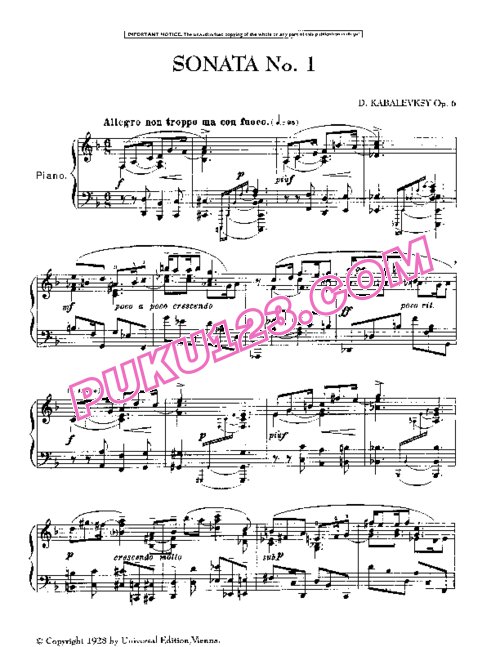 天天钢琴网-免费下载Kabalevsky - Piano Sonata No.1 in F Major Op.6