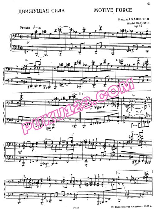 天天钢琴网-免费下载Kapustin - Motive Force Op.45