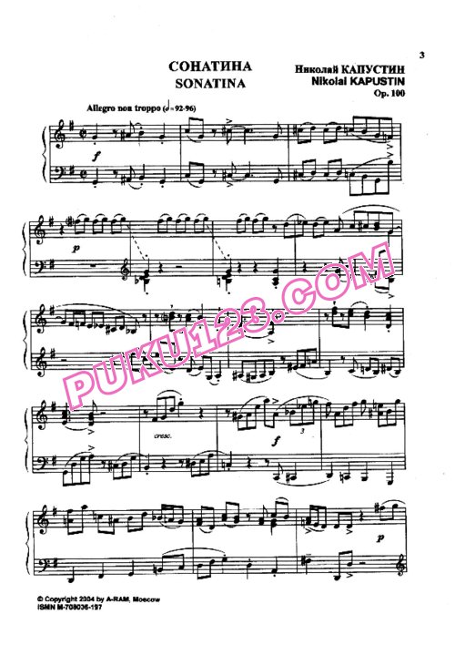 天天钢琴网-免费下载Kapustin - Sonatina Op.100