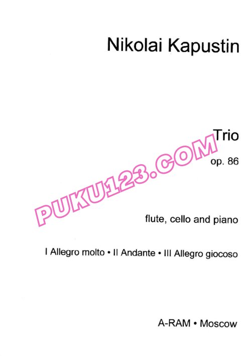 天天钢琴网-免费下载Kapustin - Piano Trio Op.86 长笛、大提琴与钢琴