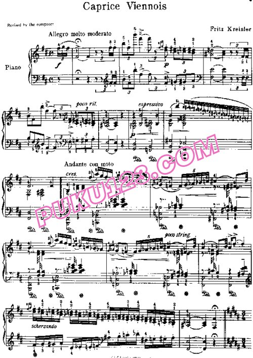 天天钢琴网-免费下载Kreisler - Caprice Viennois Op.2 钢琴独奏版