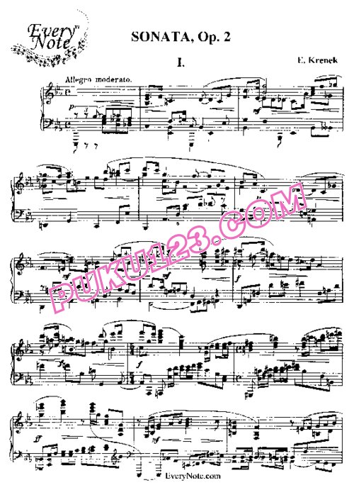 天天钢琴网-免费下载Krenek - Piano Sonata in E-flat Major Op.2