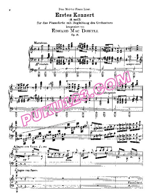 天天钢琴网-免费下载MacDowell - Piano Concerto No.1 in a Minor Op.15 - 2 Pianos 双钢琴版