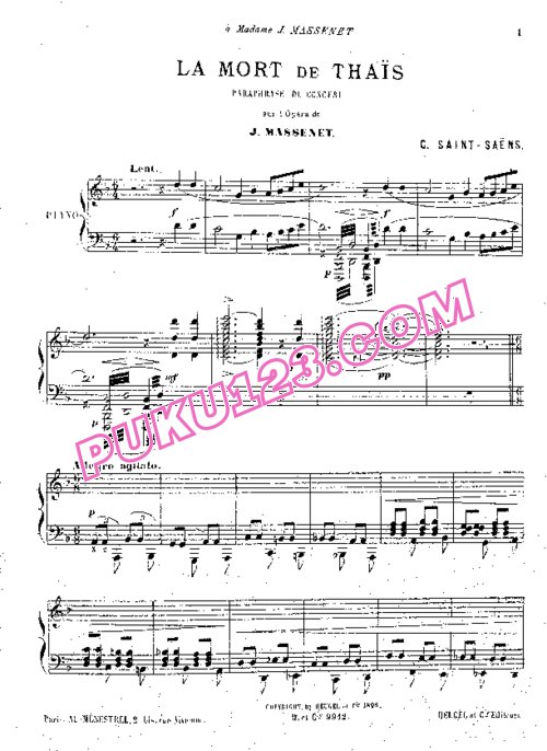 天天钢琴网-免费下载Massenet - Saint Saens - Paraphrase de Concert La Mort de Thais 圣桑改编钢琴独奏版
