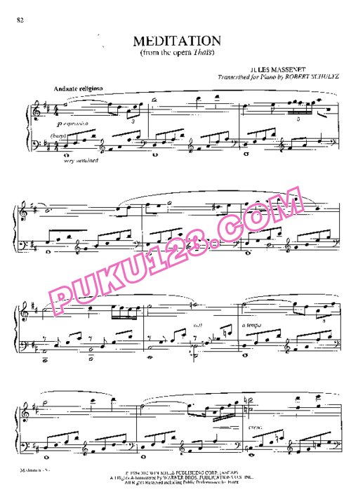 天天钢琴网-免费下载Massenet - Shultz -  Meditation 舒尔茨改编钢琴独奏版