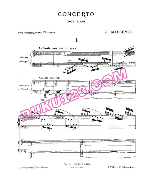 天天钢琴网-免费下载Massenet - Piano Concerto in E-flat Major - 2 Pianos
