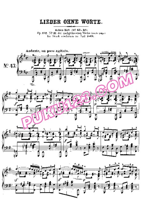 天天钢琴网-免费下载Mendelssohn songs wo words 102 1