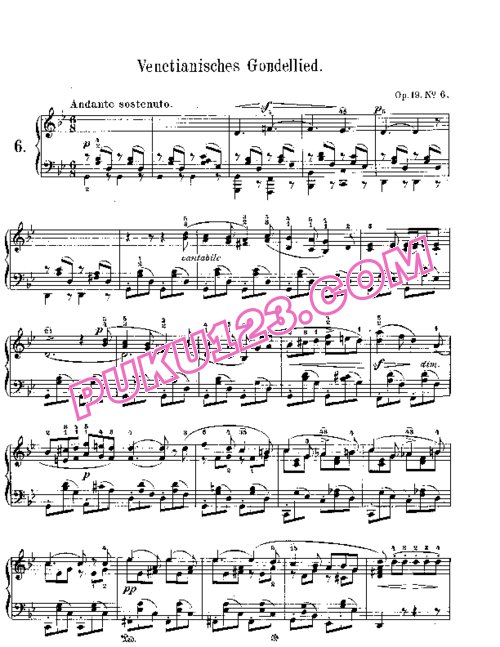 天天钢琴网-免费下载Mendelssohn songs wo words 19 6