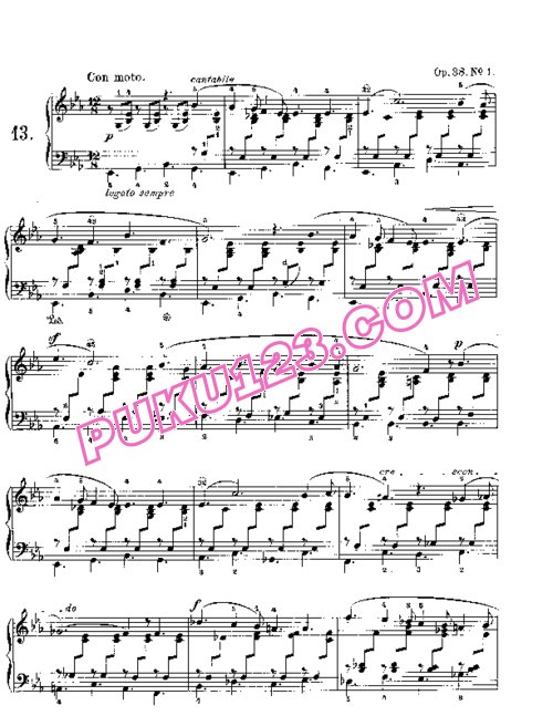 天天钢琴网-免费下载Mendelssohn songs wo words 38 1