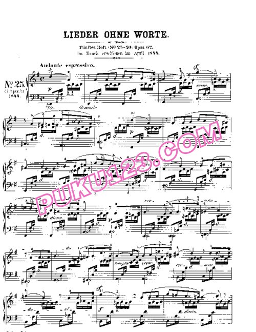 天天钢琴网-免费下载Mendelssohn songs wo words 62 1