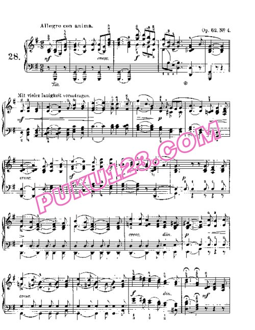 天天钢琴网-免费下载Mendelssohn songs wo words 62 4