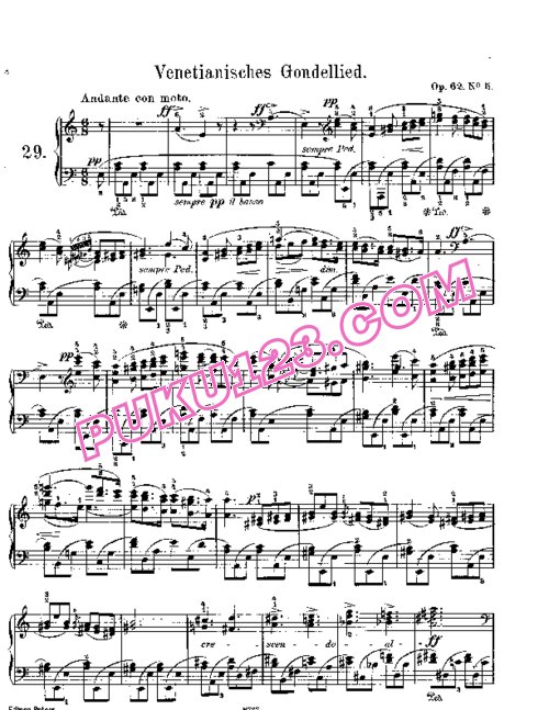 天天钢琴网-免费下载Mendelssohn songs wo words 62 5