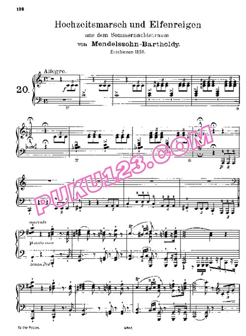 天天钢琴网-免费下载Liszt - Mendelssohn - Songe d une nuit d été 李斯特改编版《婚礼进行曲和艾尔维斯之舞》