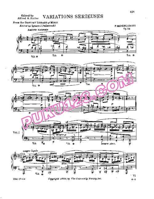 天天钢琴网-免费下载Mendelssohn - Variations Serieuses Op.54
