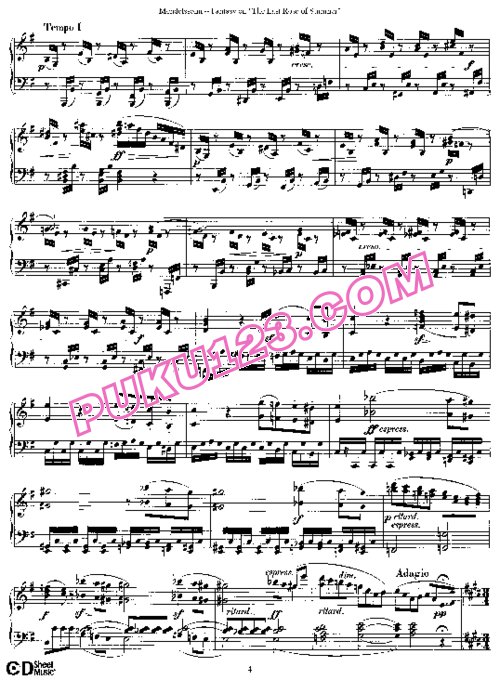 天天钢琴网-免费下载Mendelssohn - Fantasy on The Last Rose of Summer Op.15