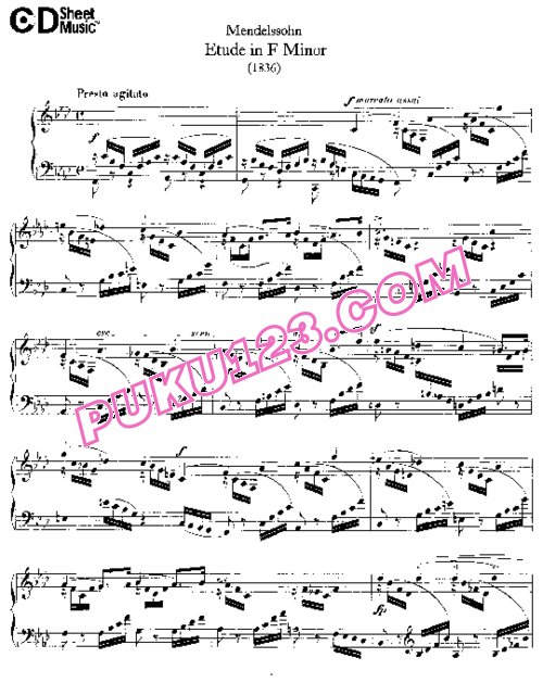 天天钢琴网-免费下载Mendelssohn - Etude in f Minor