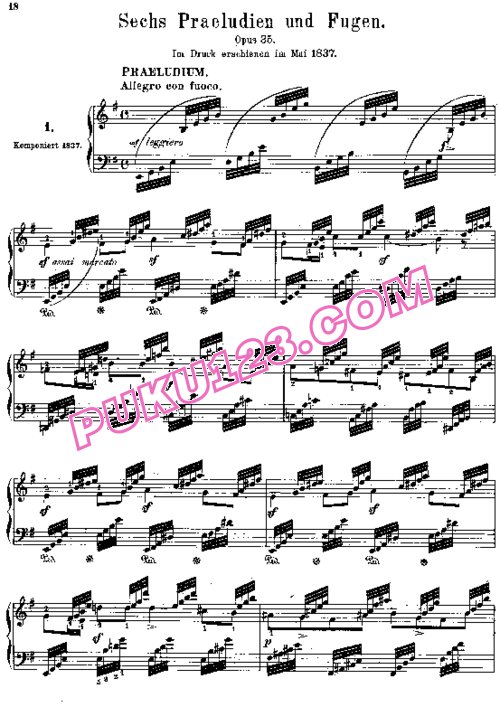 天天钢琴网-免费下载Mendelssohn - Sei Preludi e Fuga Op.35