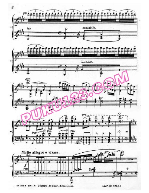 天天钢琴网-免费下载Mendelssohn - Smith - Piano Concerto No.1 in g Minor Op.25 - SoloPiano 史密斯改编钢琴独奏版