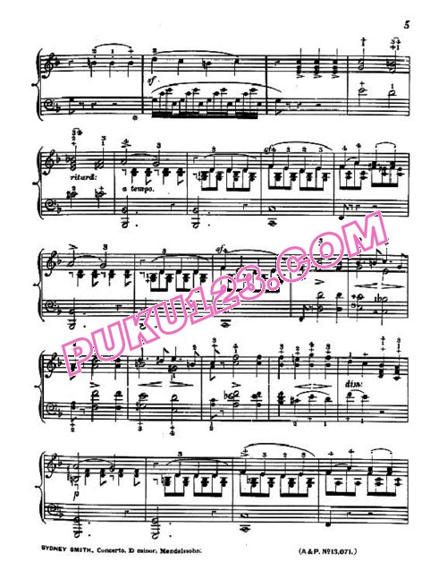 天天钢琴网-免费下载Mendelssohn - Smith - Piano Concerto No 2 in d Minor Op.40 - SoloPiano 史密斯改编钢琴独奏版