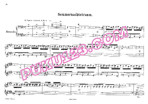 天天钢琴网-免费下载Mendelssohn - Ein Sommernachtstraum Overture Op.21 - 4 Hands 四手联弹