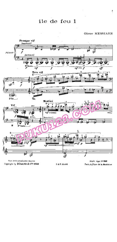 天天钢琴网-免费下载Messiaen - Ile de Feu 1