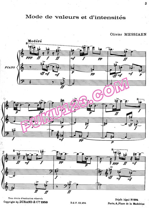 天天钢琴网-免费下载Messiaen - Mode de valeurs et d intensites