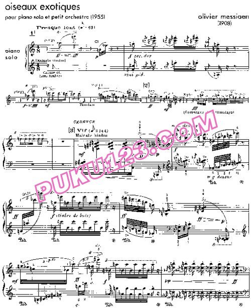 天天钢琴网-免费下载Messiaen - Oiseaux Exotiques for piano and small orchestra