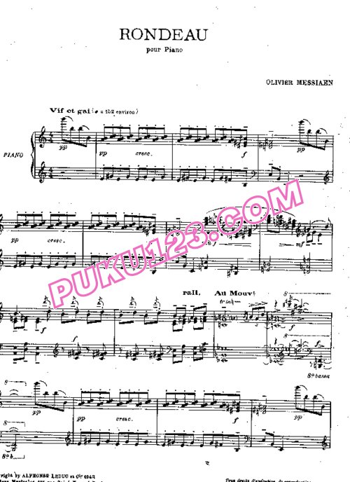 天天钢琴网-免费下载Messiaen - Rondeau