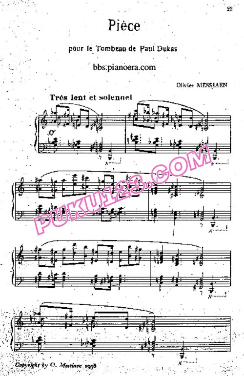天天钢琴网-免费下载Messiaen - Piece pour Le Tombeau de Paul Dukas